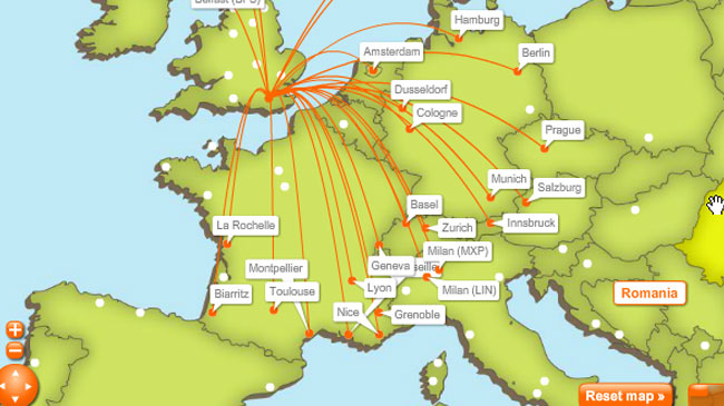 easeyJet Route Map